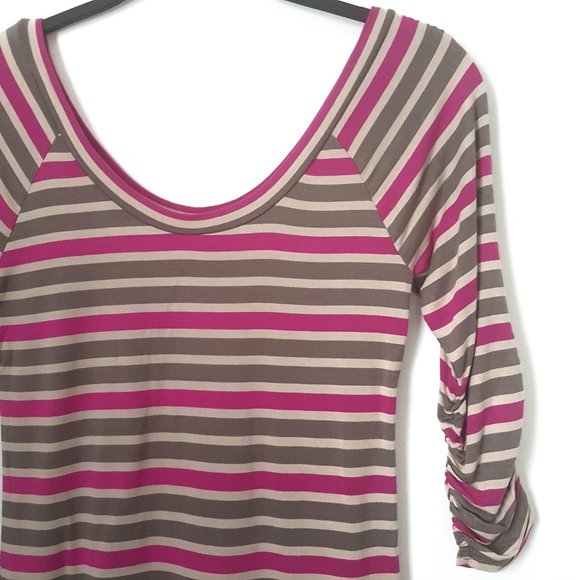 Old Navy Pink/Cream/Tan Striped Scooped Top, S - Picture 2 of 7